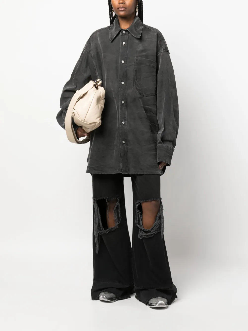 Crease-Effect Denim Shirt