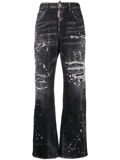 Distressed Bootcut Jeans
