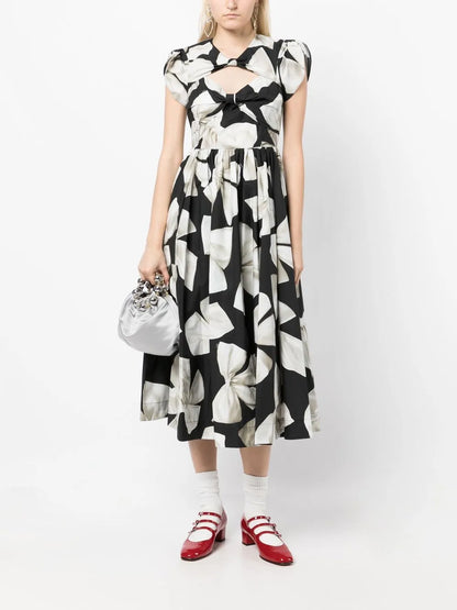 Floral-Print Cut-Out Dress