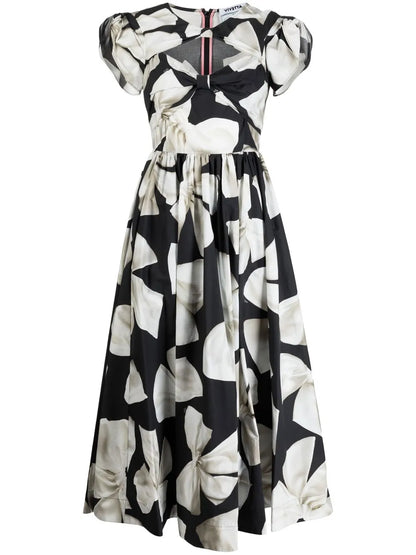 Floral-Print Cut-Out Dress