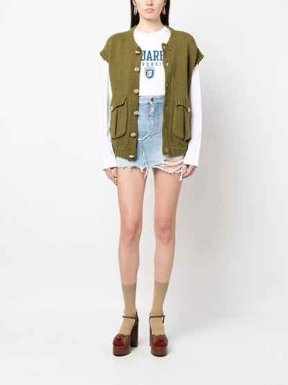 Distressed Denim Miniskirt