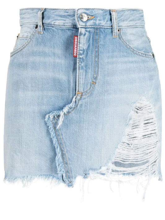 Distressed Denim Miniskirt