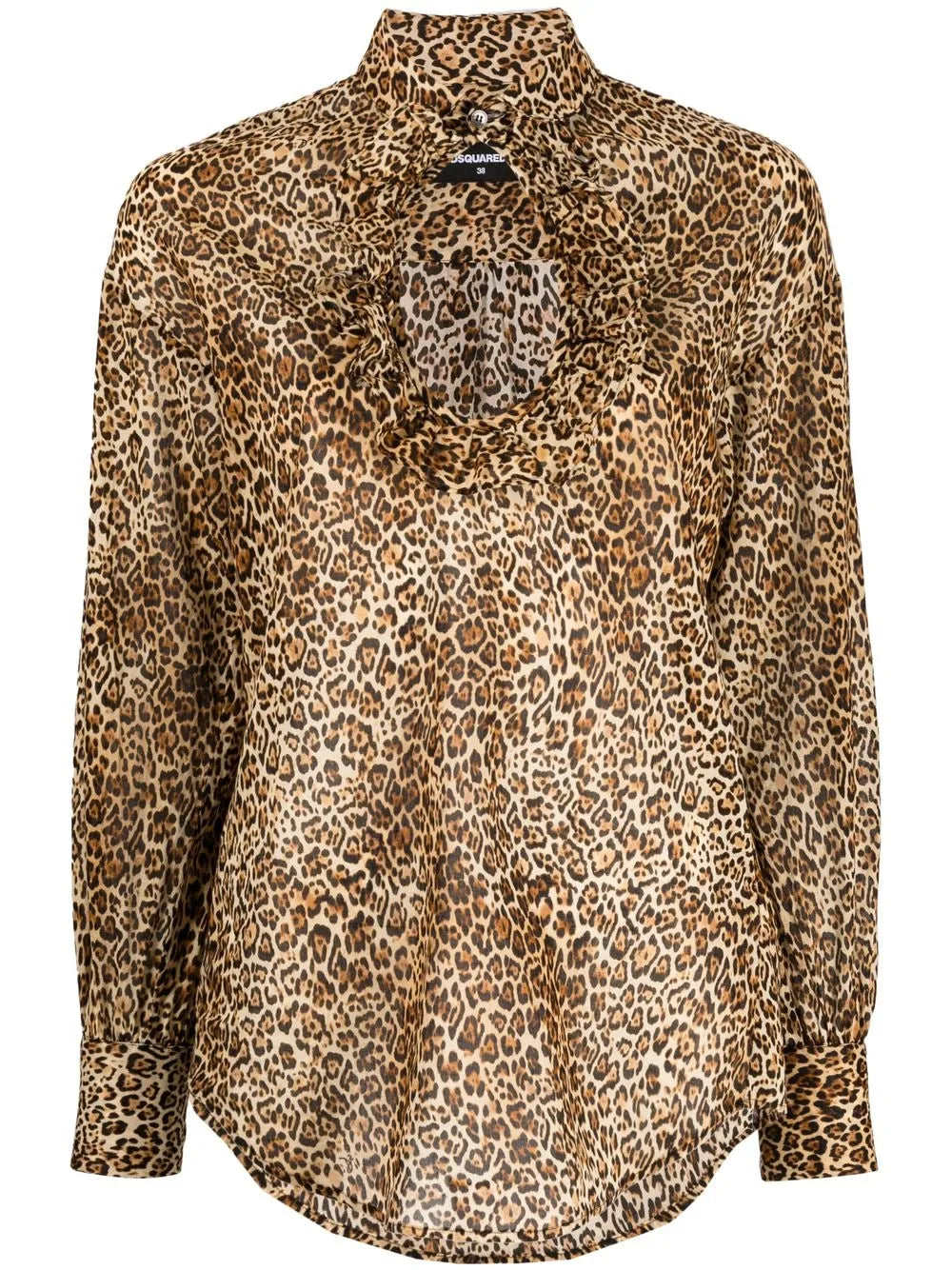 Leopard-Print Cut-Out Blouse