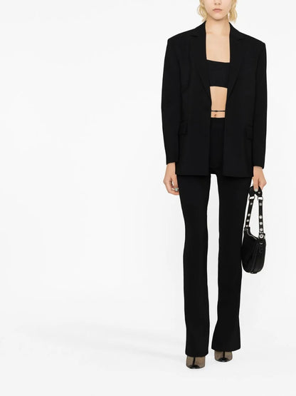 Strap-Detail Flared Trousers