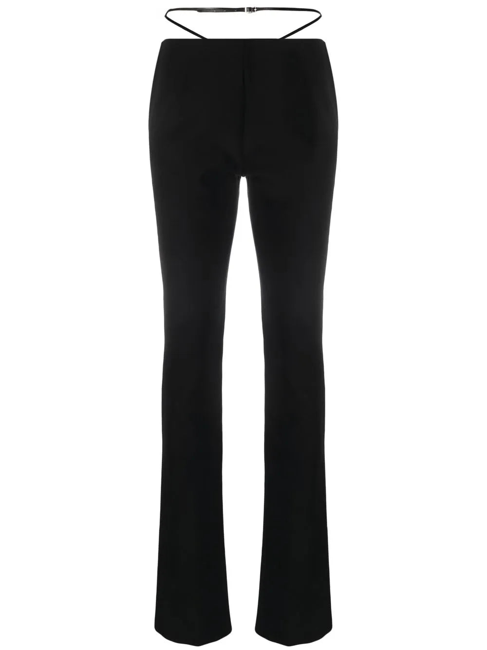 Strap-Detail Flared Trousers