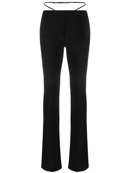 Strap-Detail Flared Trousers