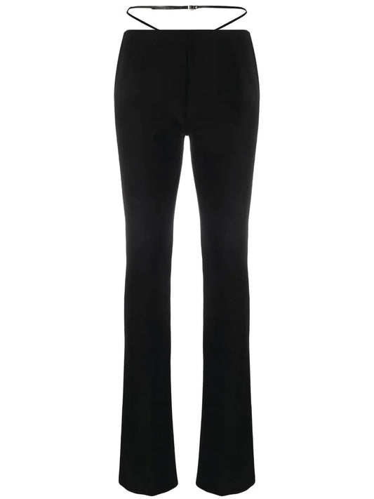 Strap-Detail Flared Trousers