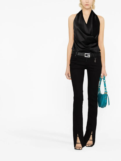 Split-Cuff Flared Jeans