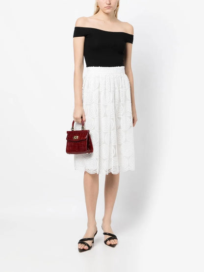 Sheer Lace Pleated Skirt