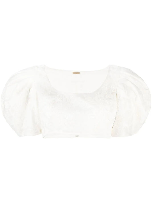 Floral-Embroidery Cropped Top