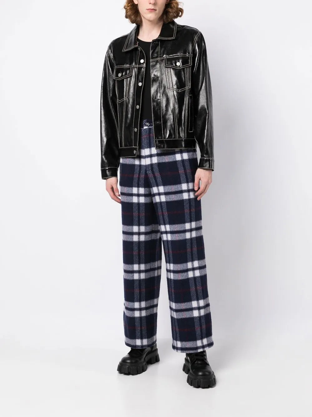 Plaid-Check Print Trousers