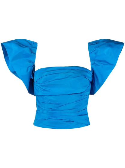 Detachable-Sleeve Ruched Top