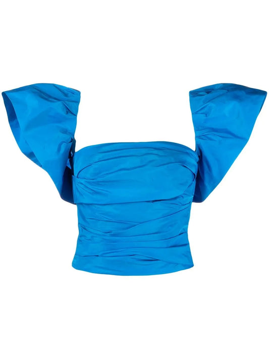 Detachable-Sleeve Ruched Top