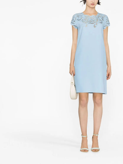 Pointelle-Trim Shift Dress