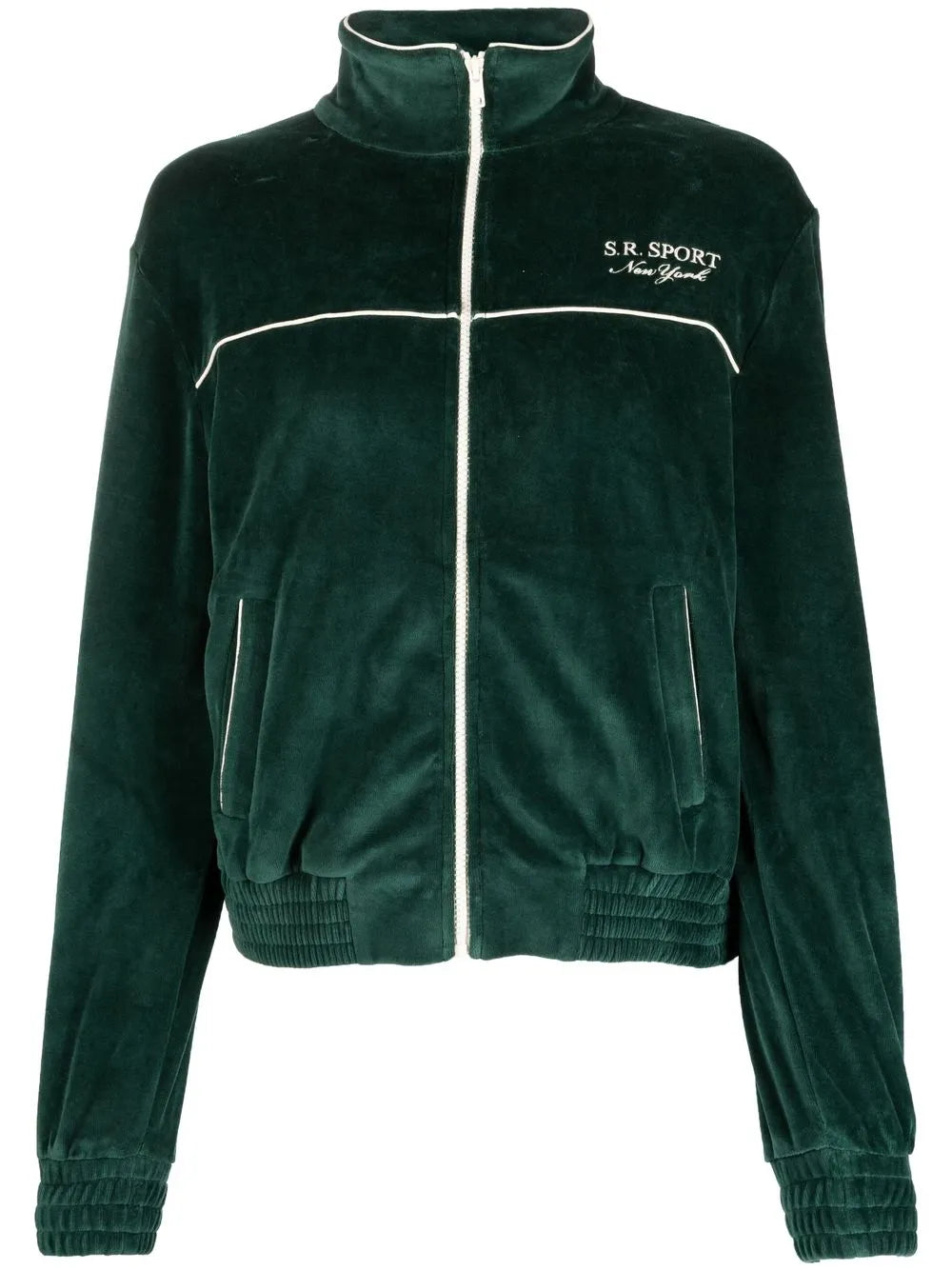 Logo-Print Velvet Track Jacket