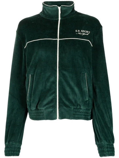 Logo-Print Velvet Track Jacket