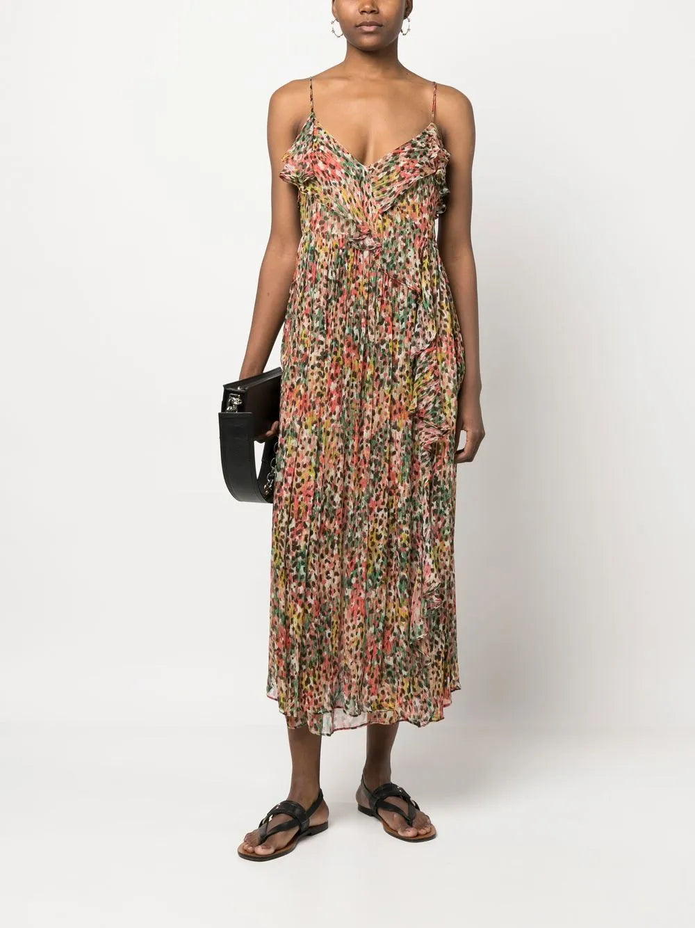 Leopard-Print Ruffled Maxi Dress