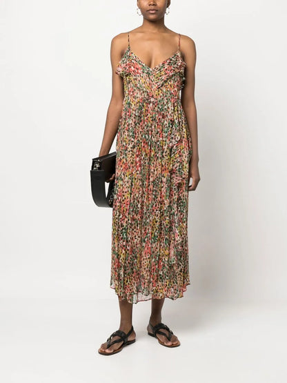Leopard-Print Ruffled Maxi Dress