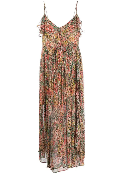 Leopard-Print Ruffled Maxi Dress