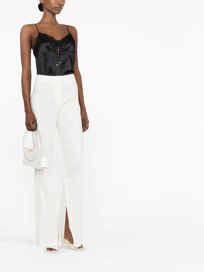 Lace-Detail Silk Blend Top