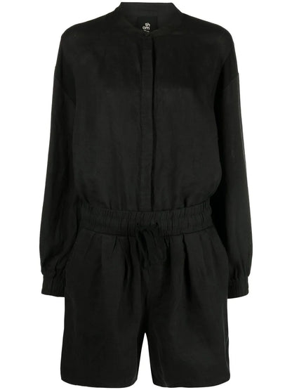 Shirt-Style Linen Playsuit