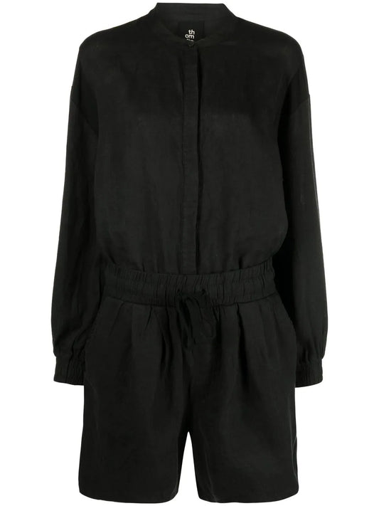 Shirt-Style Linen Playsuit