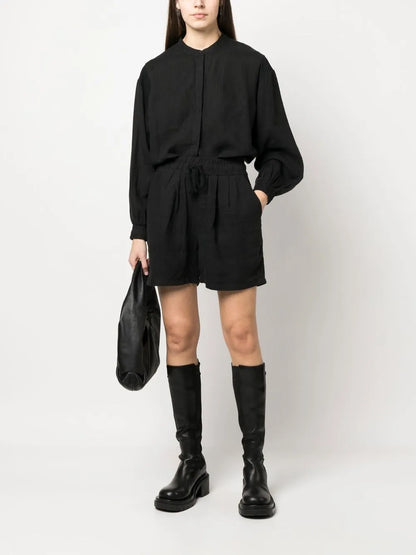 Shirt-Style Linen Playsuit