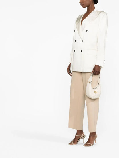 Fluid Double-Breasted Satin Blazer