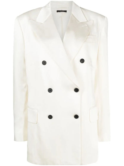 Fluid Double-Breasted Satin Blazer