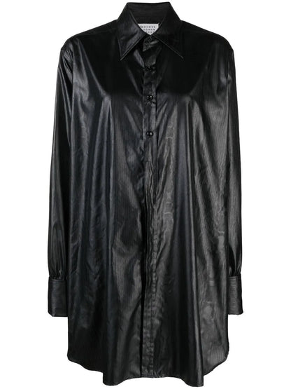 Longline Faux-Leather Shirt
