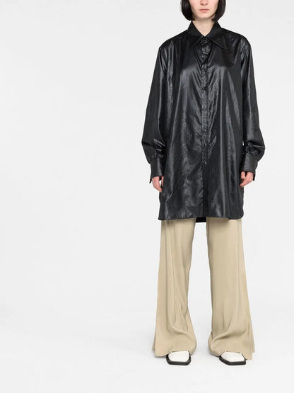 Longline Faux-Leather Shirt