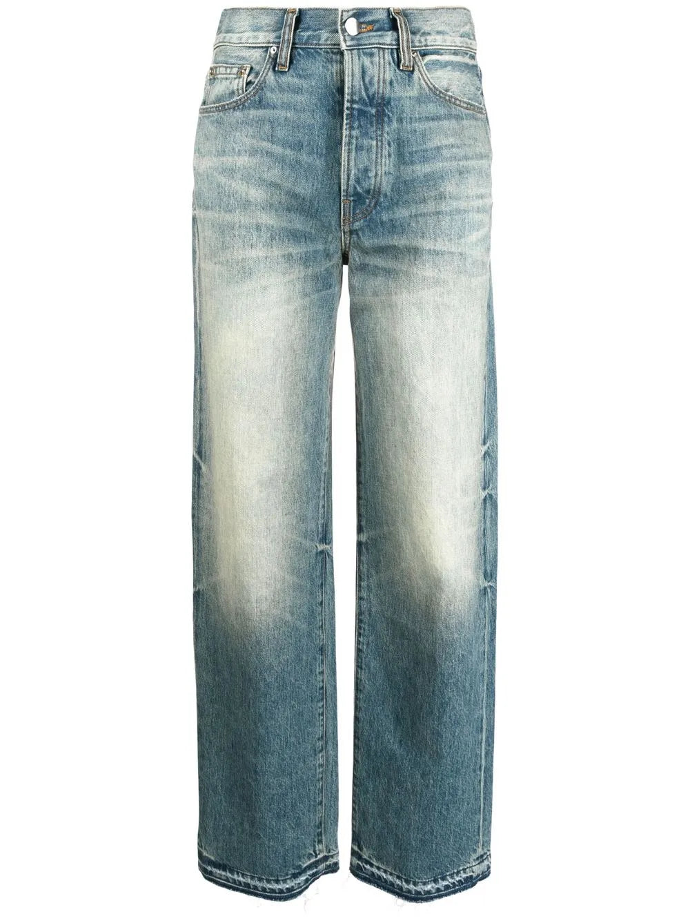 Distressed Straight-Leg Jeans