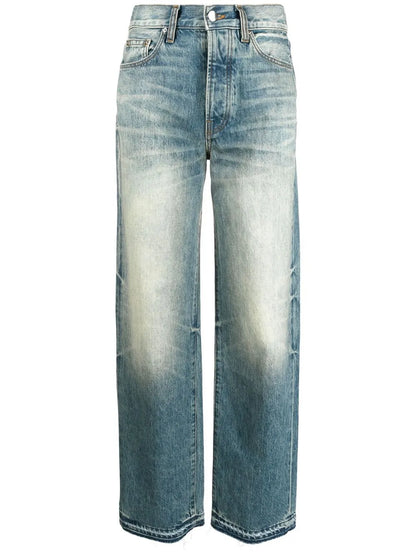 Distressed Straight-Leg Jeans