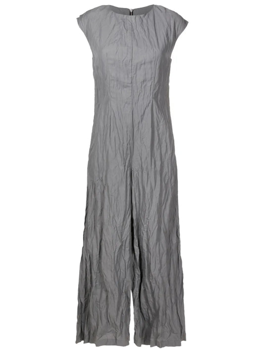 Crinkled-Finish Wide-Leg Jumpsuit
