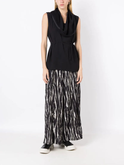 Cowl-Neck Tie-Waist Blouse
