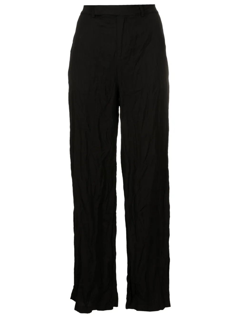 Crinkled-Finish High-Waisted Trousers