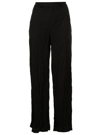 Crinkled-Finish High-Waisted Trousers