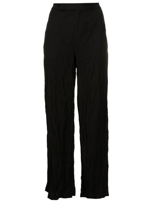Crinkled-Finish High-Waisted Trousers