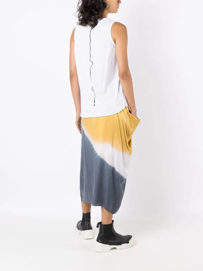Tie-Dye Print Silk Skirt