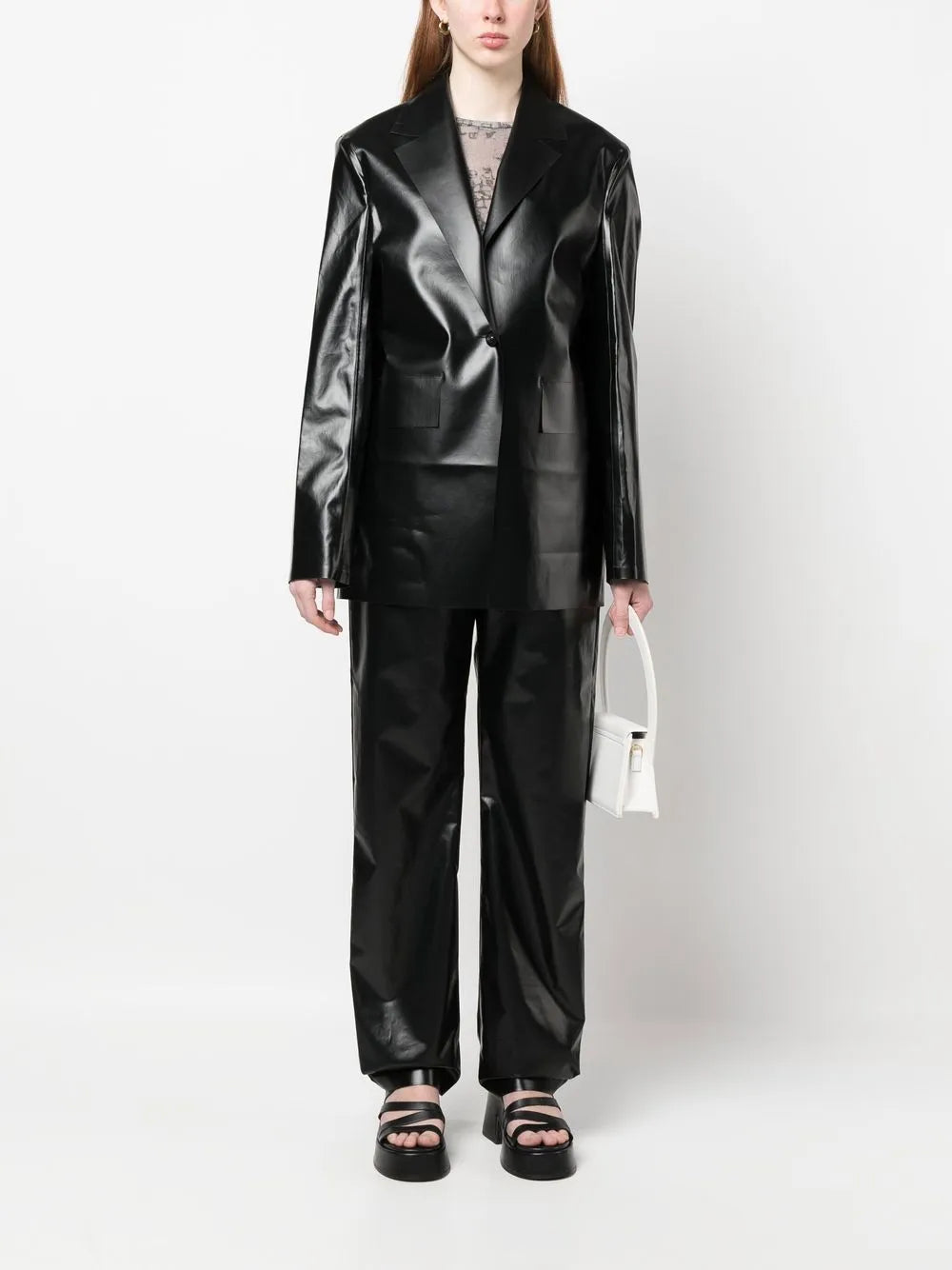 High-Shine Straight-Leg Trousers