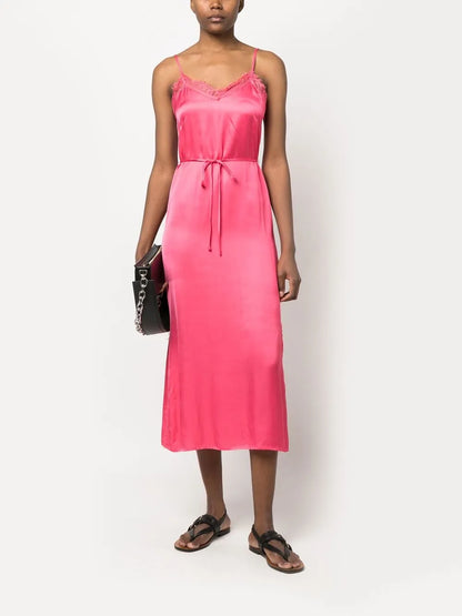 Lace-Detail Tie-Waist Dress