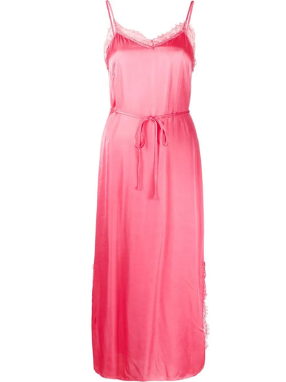 Lace-Detail Tie-Waist Dress