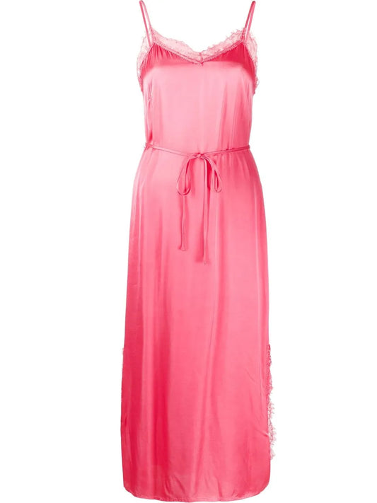 Lace-Detail Tie-Waist Dress