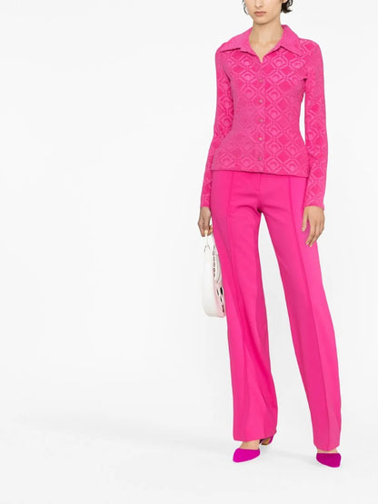 Button-Fastening Jacquard Top