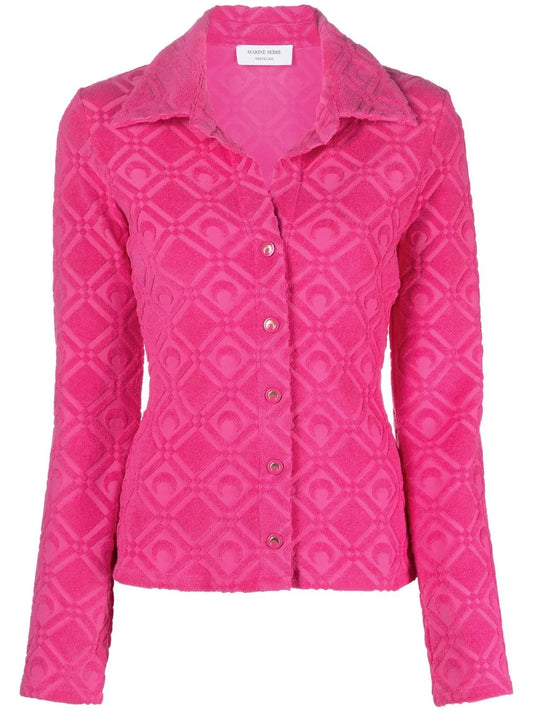 Button-Fastening Jacquard Top