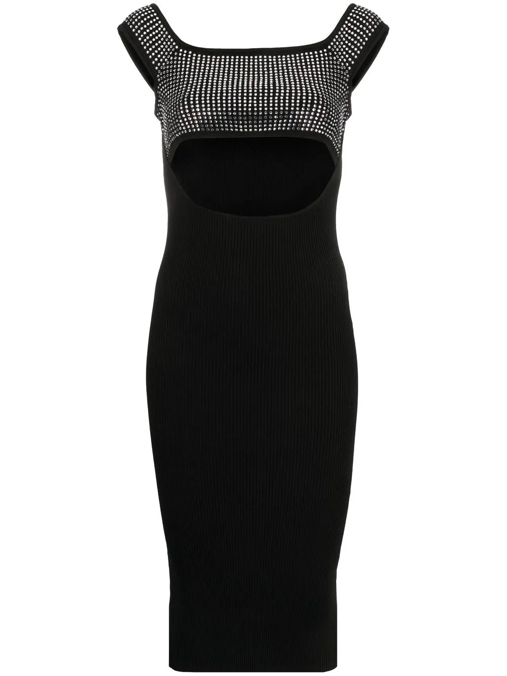 Stud-Embellished Knitted Midi Dress