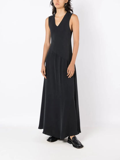 V-Neck Full-Length Dress