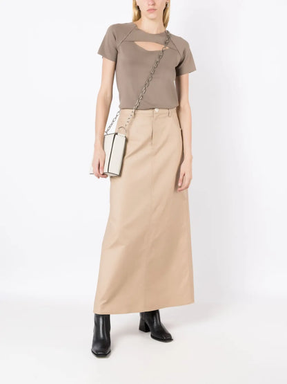 Lona Faux-Leather Midi Skirt