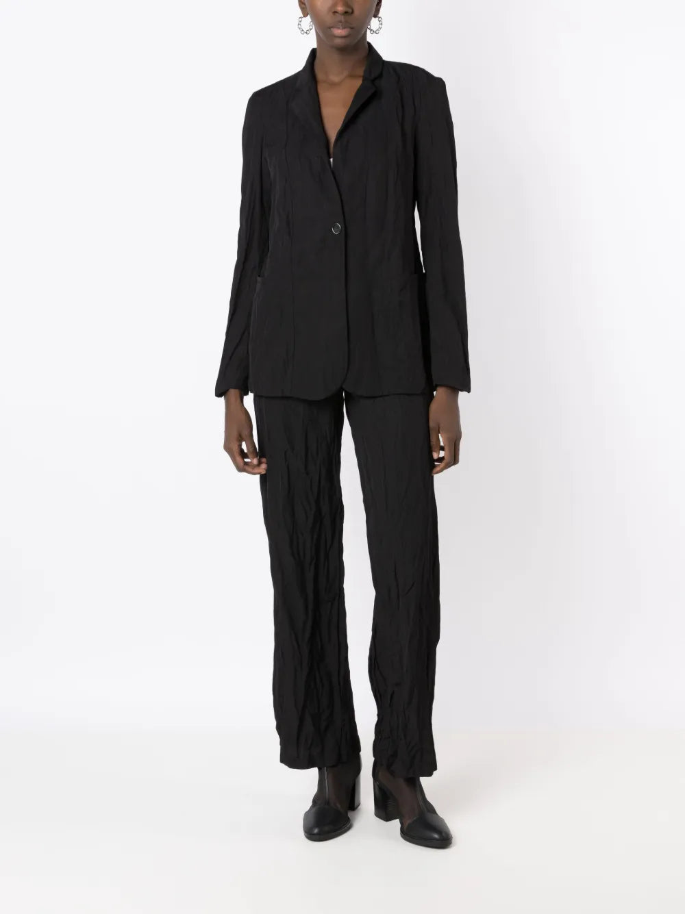 Crinkled-Finish Narrow-Lapels Blazer