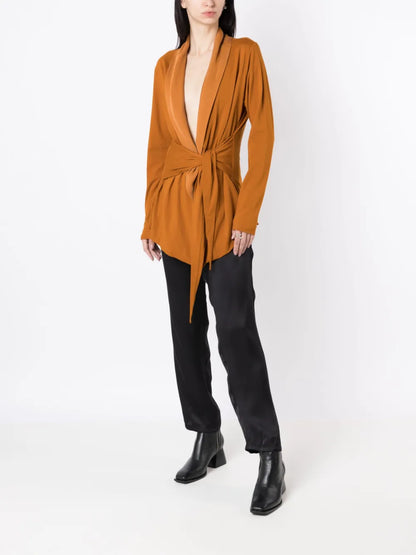 Straight-Leg Silk Trousers